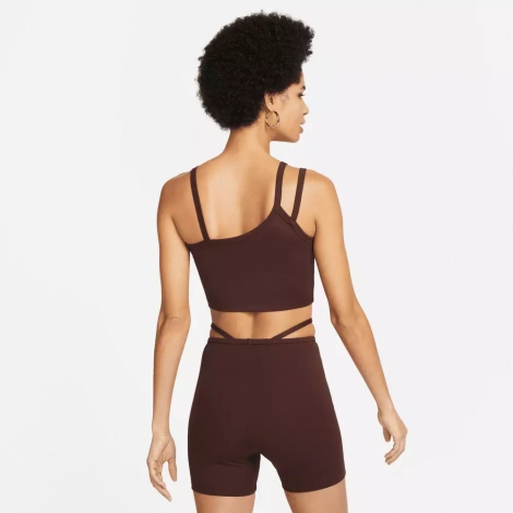 Shop Nike NSW Everyday Asymmetrical Crop Top DV7926-227 brown